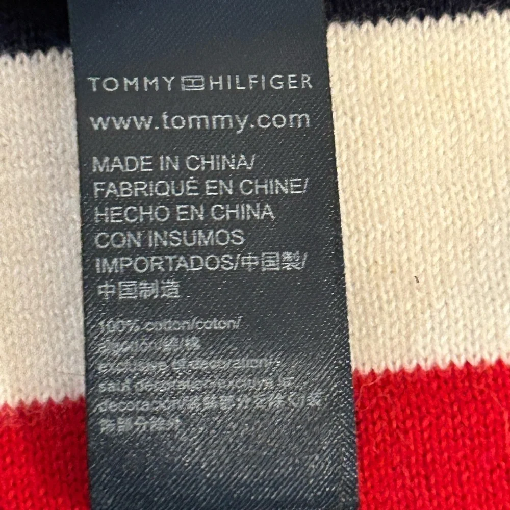 Tommy Hilfiger Bold Navy and Red Logo Scarf